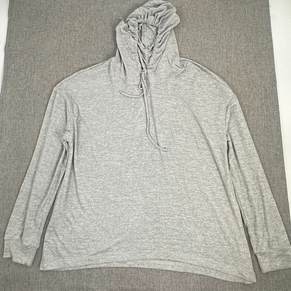 NEW! Womens West Loop Hi-Low Hoddie Light Sweater Grey Large Relaxed Fit‎